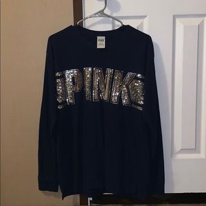 Navy blue long sleeve t-shirt with sequin details!